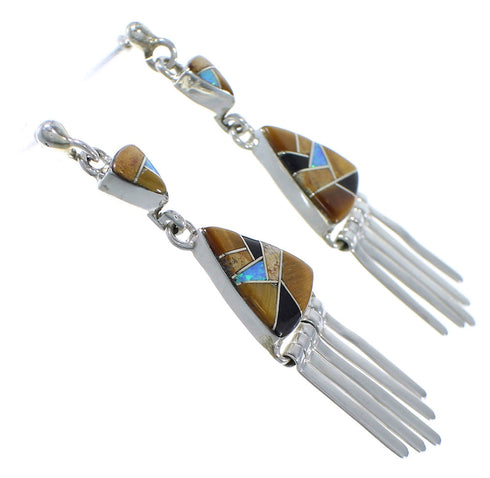 Multicolor Inlay And Sterling Silver Earrings EX41006
